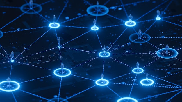 low 3d polygon people communication with social network