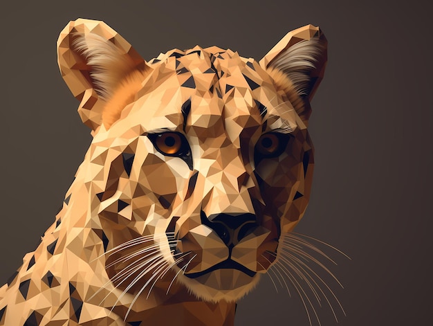 Low poly gepard portrait AI generato