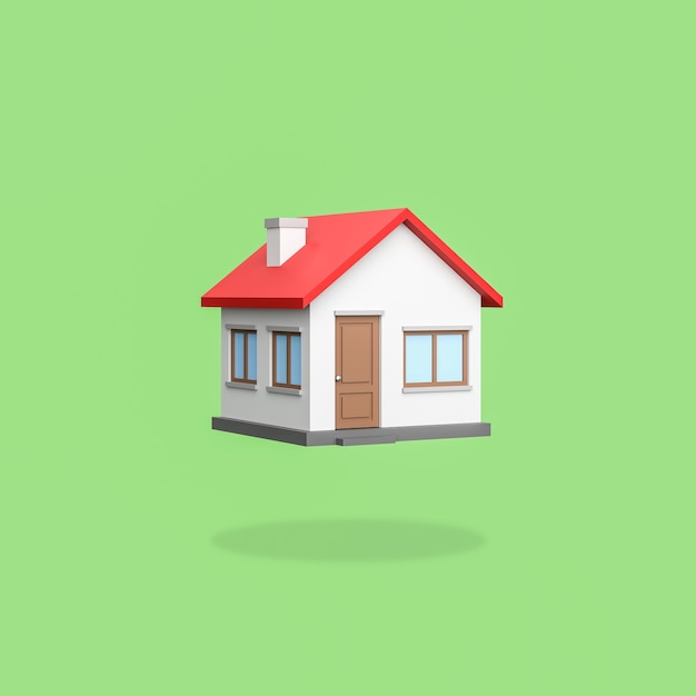 Low Poly House su sfondo verde