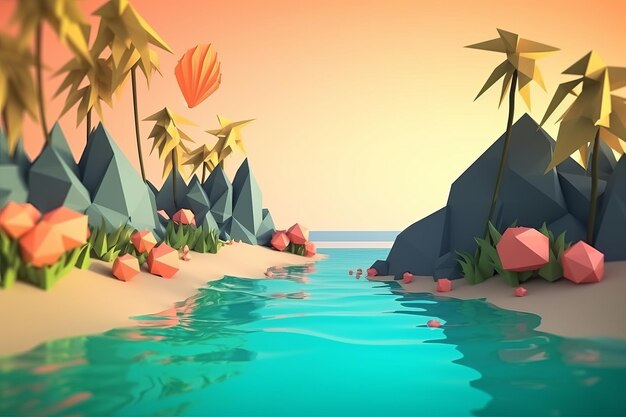 LowPoly Summer Beachscape