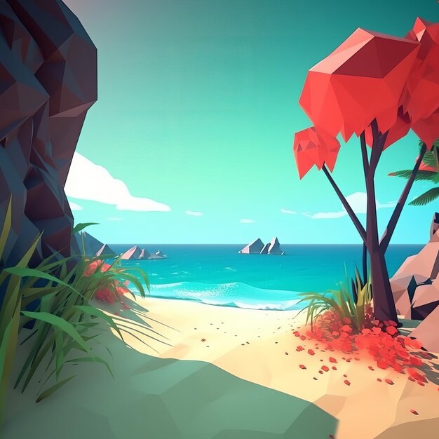 LowPoly Summer Beachscape