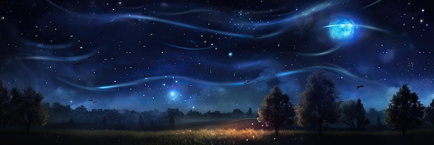 Lucciole che illuminano il cielo notturno Incantevoli luci notturne Serata magica e danza delle lucciole