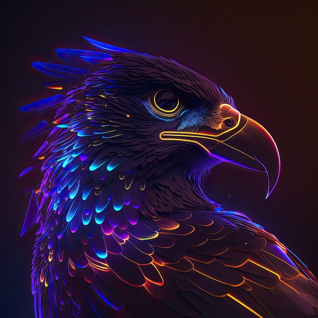 Luce al neon astratta Eagle artwork design arte digitale carta da parati spazio incandescente sfondo Generativo ai