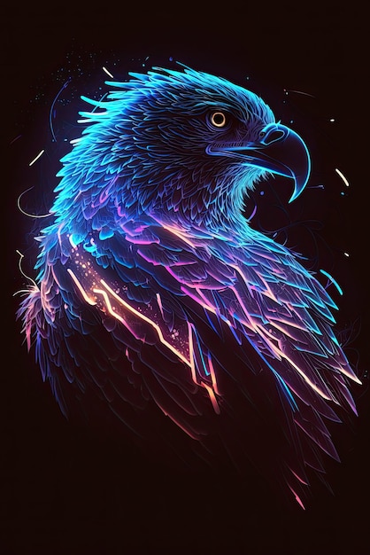 Luce al neon astratta Eagle artwork design arte digitale carta da parati spazio incandescente sfondo Generativo ai