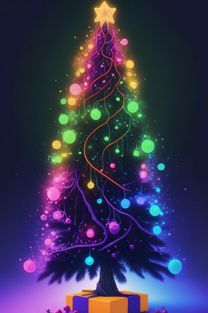 Luce al neon dell'albero di Natale