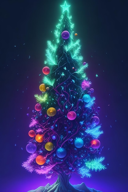 Luce al neon dell'albero di Natale