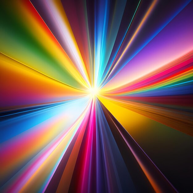Luce arcobaleno astratta e sole attraverso un prisma di cristallo Raggi di luce rifratti Colori luminosi