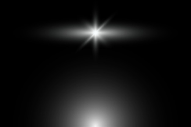 Luce bianca incandescente esplode su uno sfondo trasparente Stella luminosa Sole luminoso trasparente Flash vettoriale
