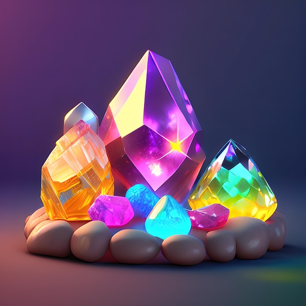 Luce di cristallo magica e pietre preziose