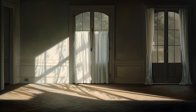 Luce e ombra stanza concetto con finestra conforto rilassante Luce del sole Ombre che sono entrate nella stanza roo