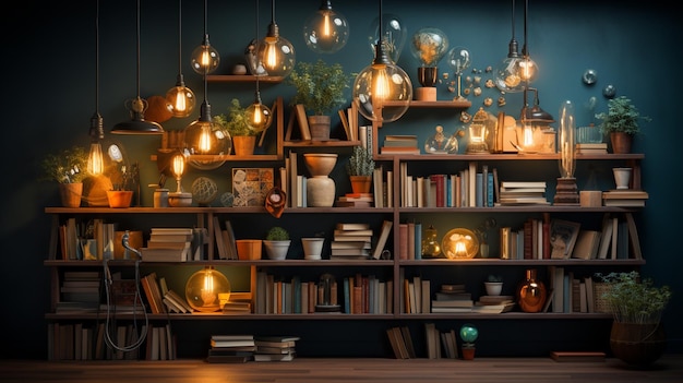 luce lampada nei libri aperti