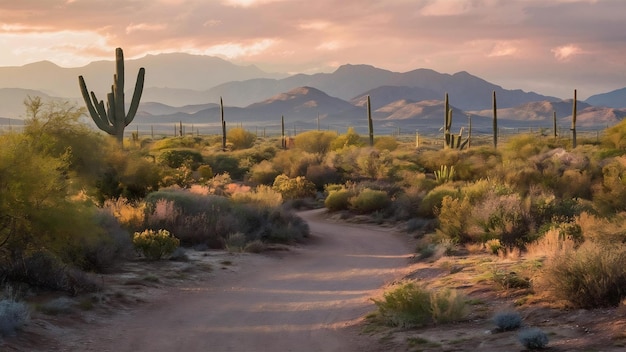 Luce mattutina nel deserto di Sonora a Scottsdale, in Arizona.