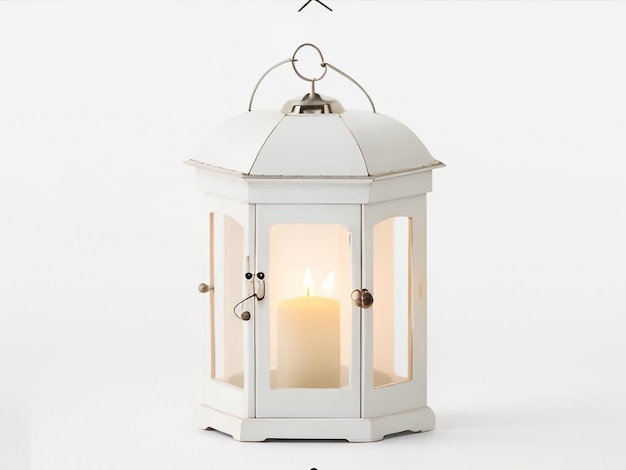 Luce mistica Lanterna bianca di legno incantevole con candela tremolante