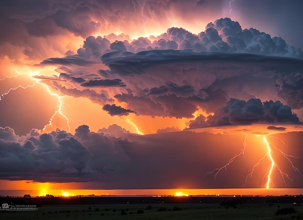 Luce nel cielo rosso scuro