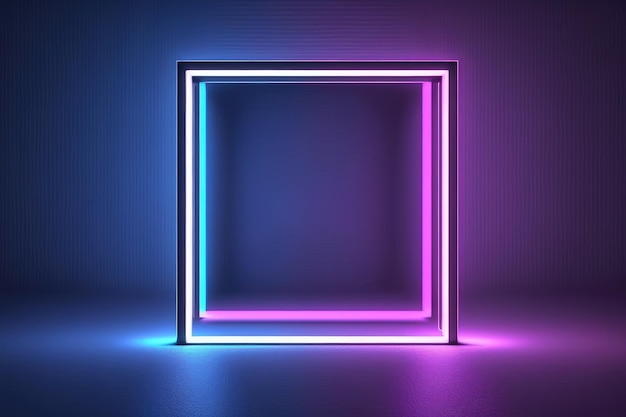 luce ultravioletta quadrato al neon anni '80 cornice in stile retrò astratto ai sfondo generativo