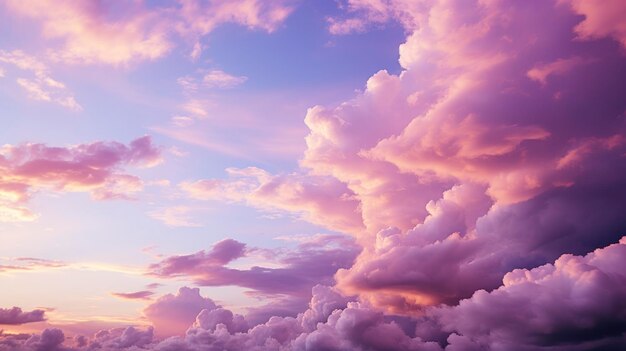 Luce viola brillante Cielo rosa Belle nuvole Immagine di sfondo