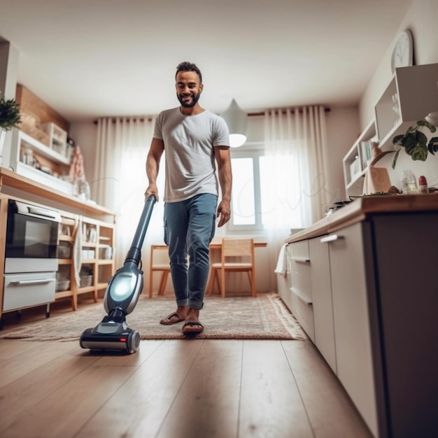 Lucentezza e serenità Donna che si occupa della casa con amore