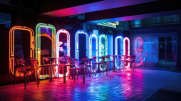 Luci al neon all'interno di un bar