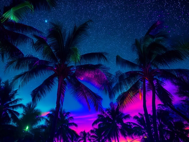 luci al neon stelle notturne del paradiso tropicale image free download