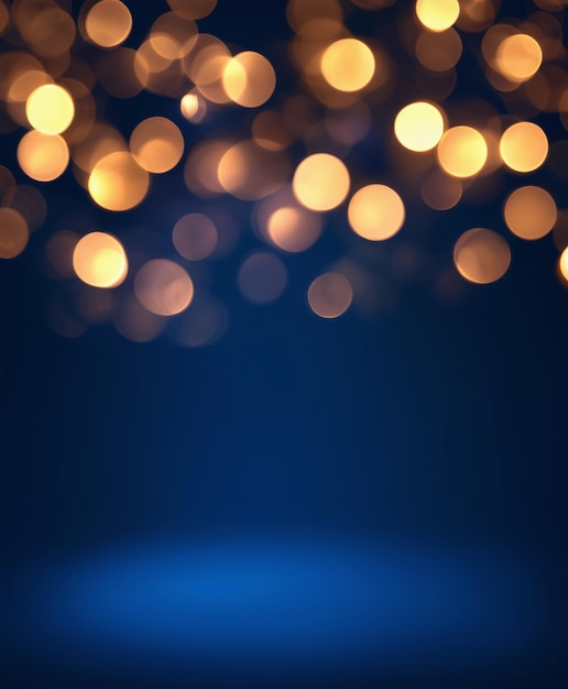 Luci Bokeh su sfondo blu scuro concetto di decorazione