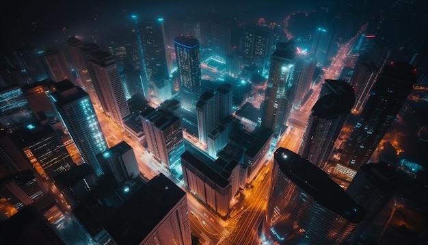 luci dell'orizzonte della città di notte AI generativa della città
