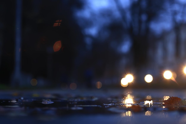 luci della sera sfondo sfocato bokeh autunno, sfondo astratto della città, autunno