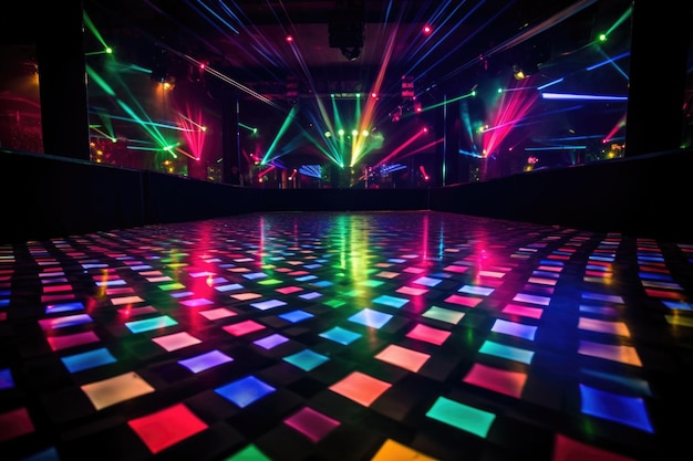Luci di discoteca che illuminano una pista da ballo