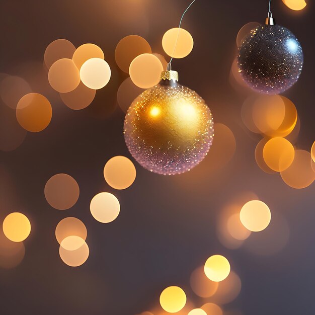 Luci di Natale con bagliore dorato Scintillio di scintillio Splendido sfondo bokeh sfocato