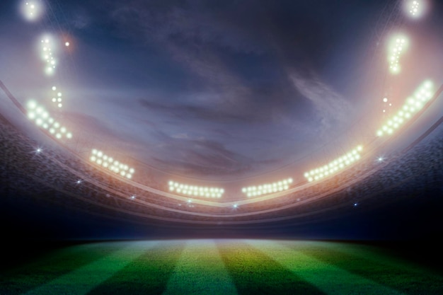 Luci di notte e stadio 3d render