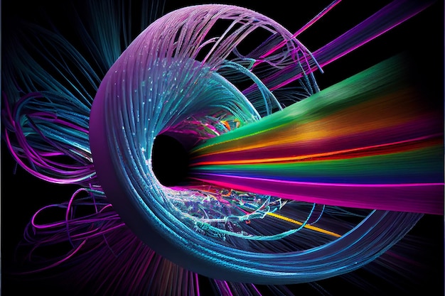 Luci in fibra ottica sfondo astratto fibre multicolori luminose Ai immagine generativa