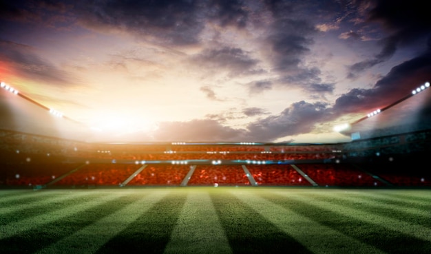 Luci notturne e rendering 3D dello stadio