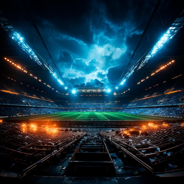 luci realistiche dell'arena dello stadio luminoso dello stadio di calcio