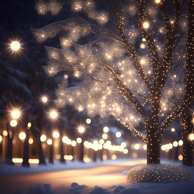 Luci scintillanti sull'albero carta da parati di Natale