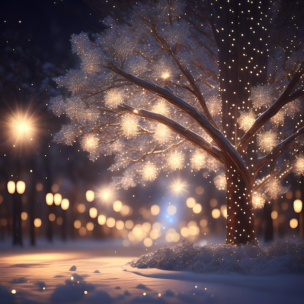 Luci scintillanti sull'albero carta da parati di Natale