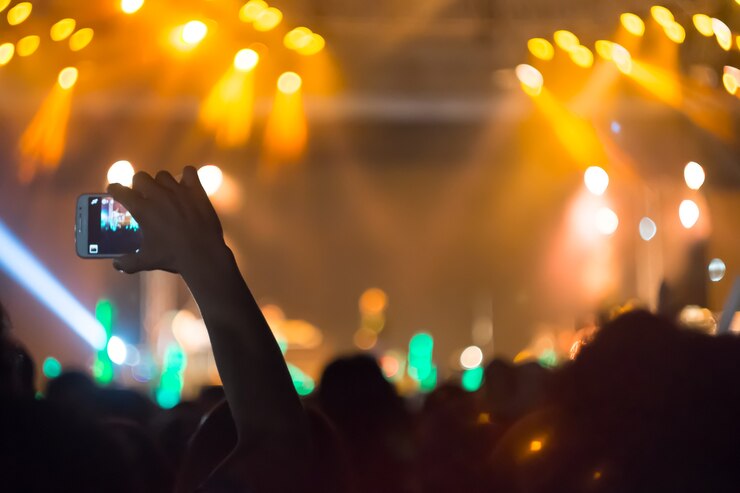 Foto luci sfocate sullo sfondo di concerto.