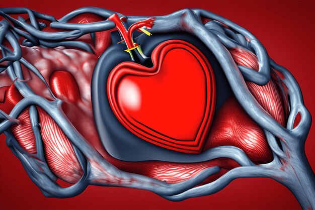 Lucido rendering 3d cuore San Valentino matrimonio Un cuore umano Ai generativo