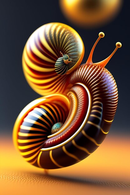 lumaca colorata con un guscio a spirale illustrazione generativa AI