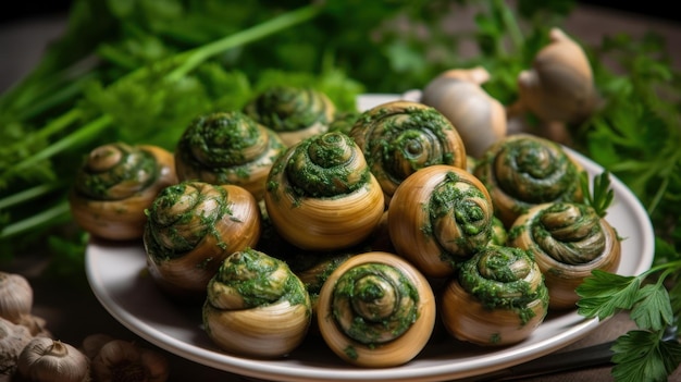 Lumache con verdure cucina francese generativa ai