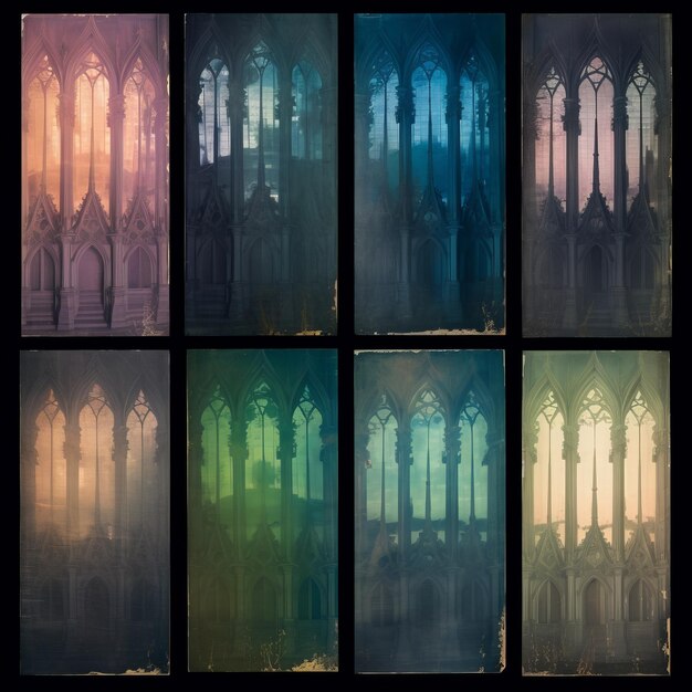 Luminous Pastel Gothic Una serie di sette foto sbiadite con finestre aperte