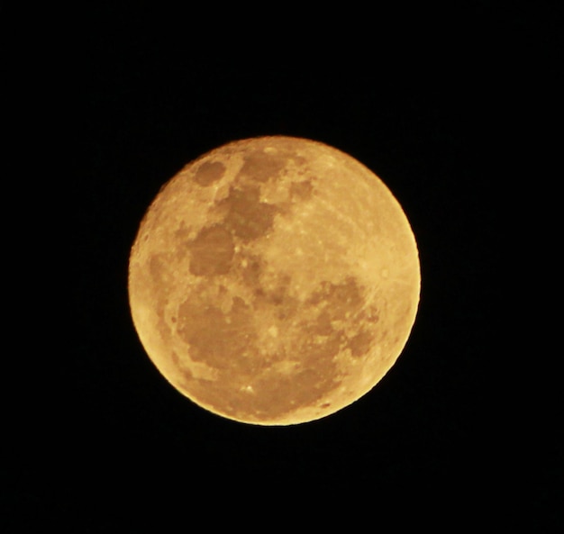 Luna arancione su sfondo nero.