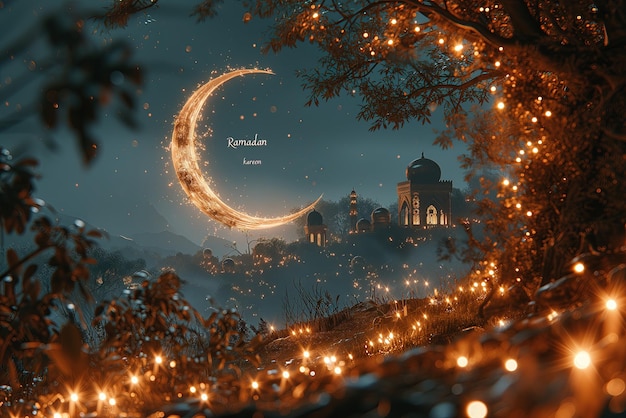 luna crescente ramadan Kareem illustrazione