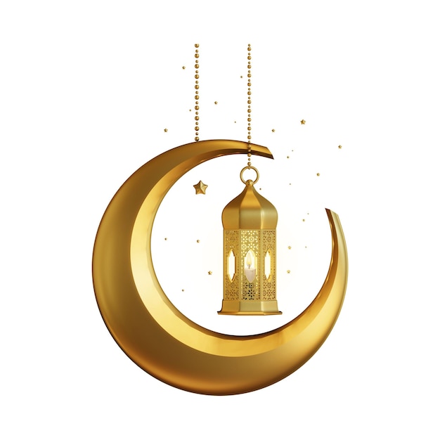 luna d'oro e lanterna appesa Ramadan Kareem