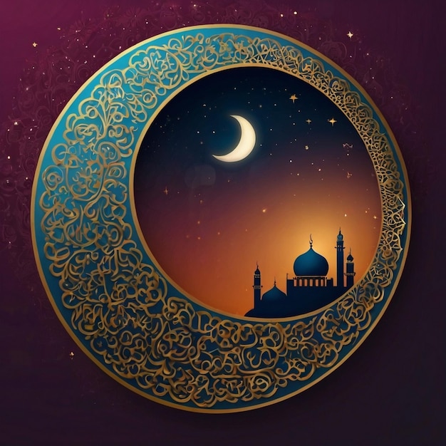 Luna decorativa dell'Eid per lo sfondo della santa festa