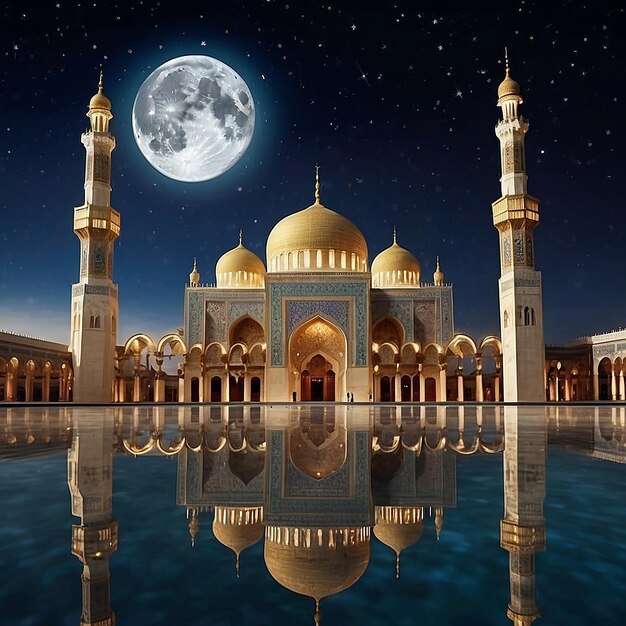 Luna di Eid con la moschea generativa ai