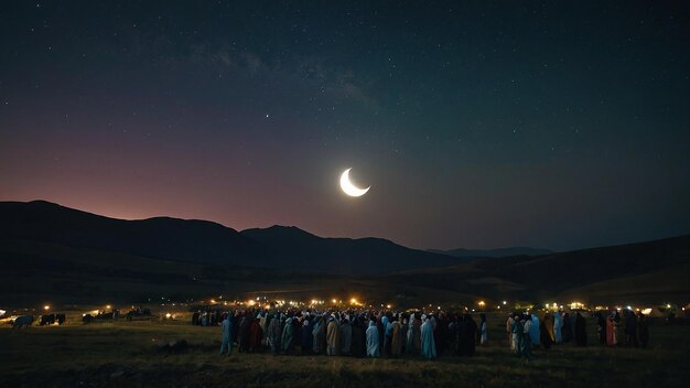 Luna di Eid con la moschea generativa ai