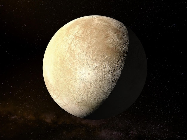 Luna di Giove Europa - Immagini di rendering 3D ad alta risoluzione presentano i pianeti del sistema solare. Questa immagine elementi forniti dalla NASA