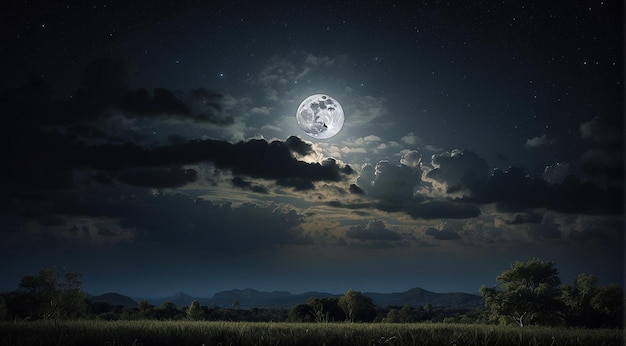 luna di notte con le stelle e nuvole vista della luna di notte bella luna con le stelle