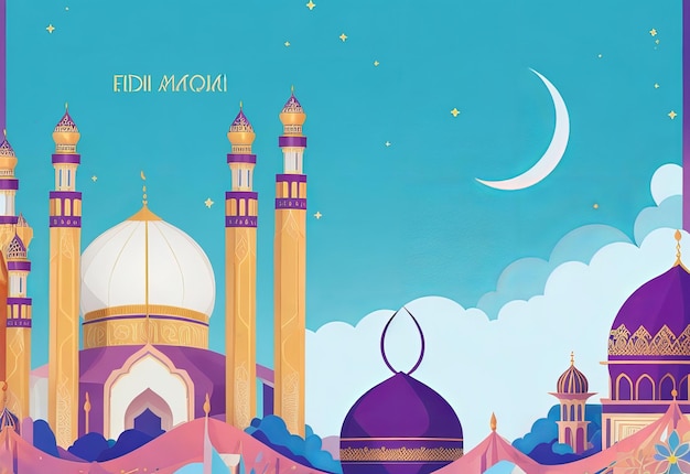 Luna e moschea di Ramadan Kareem