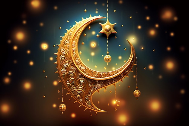 Luna e stella decorativa islamica per l'Eid