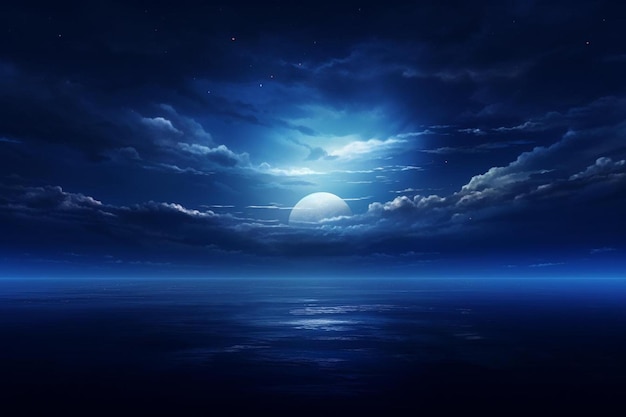 luna nel cielo notturno sopra l'oceano